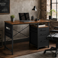 Bureau de travail moderne avec armoire de rangement latérale, table d'ordinateur fonctionnelle pour bureau à domicile et salle d'étude