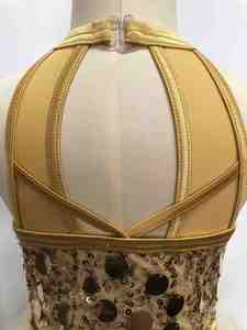 Long lanh paillette Spandex vạt áo satin dây ăn mặc với cung chi tiết đính cườm long lanh Saree cho khiêu vũ và múa ba lê hiệu suất mặc - Product Image 6