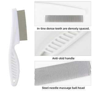 Pettine a denti stretti antiforfora <span class=keywords><strong>per</strong></span> animali domestici, rimuove pulci e uova di pulci, spazzola <span class=keywords><strong>per</strong></span> animali domestici - Product Image 6