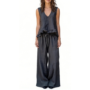 Ensemble haut sans manches à volants et pantalon large pour <span class=keywords><strong>femme</strong></span>, <span class=keywords><strong>tenue</strong></span> décontractée bohème, ensemble 2 pièces, Sehe Fashion - Product Image 6