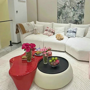 โต๊ะกาแฟสลอธสีแดงสไตล์วินเทจหรูหราโต๊ะวางชาทรงกลมทำจากไฟเบอร์กลาสโต๊ะห้องนั่งเล่นกลางแจ้งเฟอร์นิเจอร์ในร่ม - Product Image 5