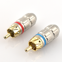 Connecteur RCA mâle plaqué or de type turbine, boîtier tout cuivre, pince à fil en laiton, connecteur audio DIY à souder, 12V 3A 5000 cycles