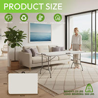 Table de camping portable CE 6 pieds avec poignée et verrous de sécurité, pliable en fer et plastique, pour pique-nique, plage, intérieur et extérieur