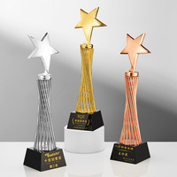 Trophée de l'artisanat de réalisation de cadeau d'affaires avec logo personnalisé Trophée métallique étoile de cristal haut de gamme