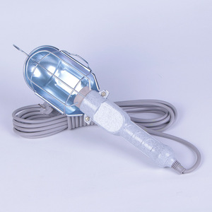 Lampe de travail portative à ampoule halogène 220V, couvercle en métal gris avec crochet pour éclairage de réparation automobile - Product Image 1