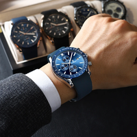 Montre homme POEDAGAR 988, grande marque, étanche, lumineuse, chronographe, quartz, bracelet en cuir, haute qualité, sport.