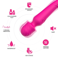 TMM Leistungsstarker Batteriebetriebener Zauberstab-Vibrator Silikon-Körpermassagegerät G-Punkt & Klitoris IPX7 Wasserdichtes Sexspielzeug für Frauen