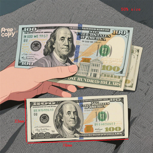200 billetes de juguete de la mejor calidad, billetes estadounidenses de 20, 50 y <span class=keywords><strong>100</strong></span> dólares, efecto de película para decoración de fiestas y videos, 78*33mm, tamaño 50% - Product Image 1