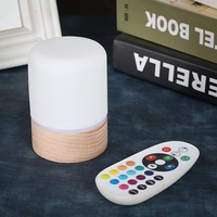 Lampe d'illusion LED créative moderne 3D à lumière blanche chaude, rechargeable sur batterie, avec base en bois, télécommande et intensité réglable