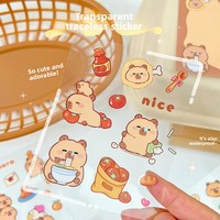 Autocollant de dessin animé Capybara mignon et adorable pour enfants, en PET imperméable, matériau décoratif
