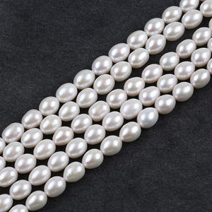 Perles d'eau douce de Zhuji, forme de riz, 9-10 mm, blanches, couleur rose naturelle, perles en vrac pour bricolage, produit semi-fini, vente en gros - Product Image 2