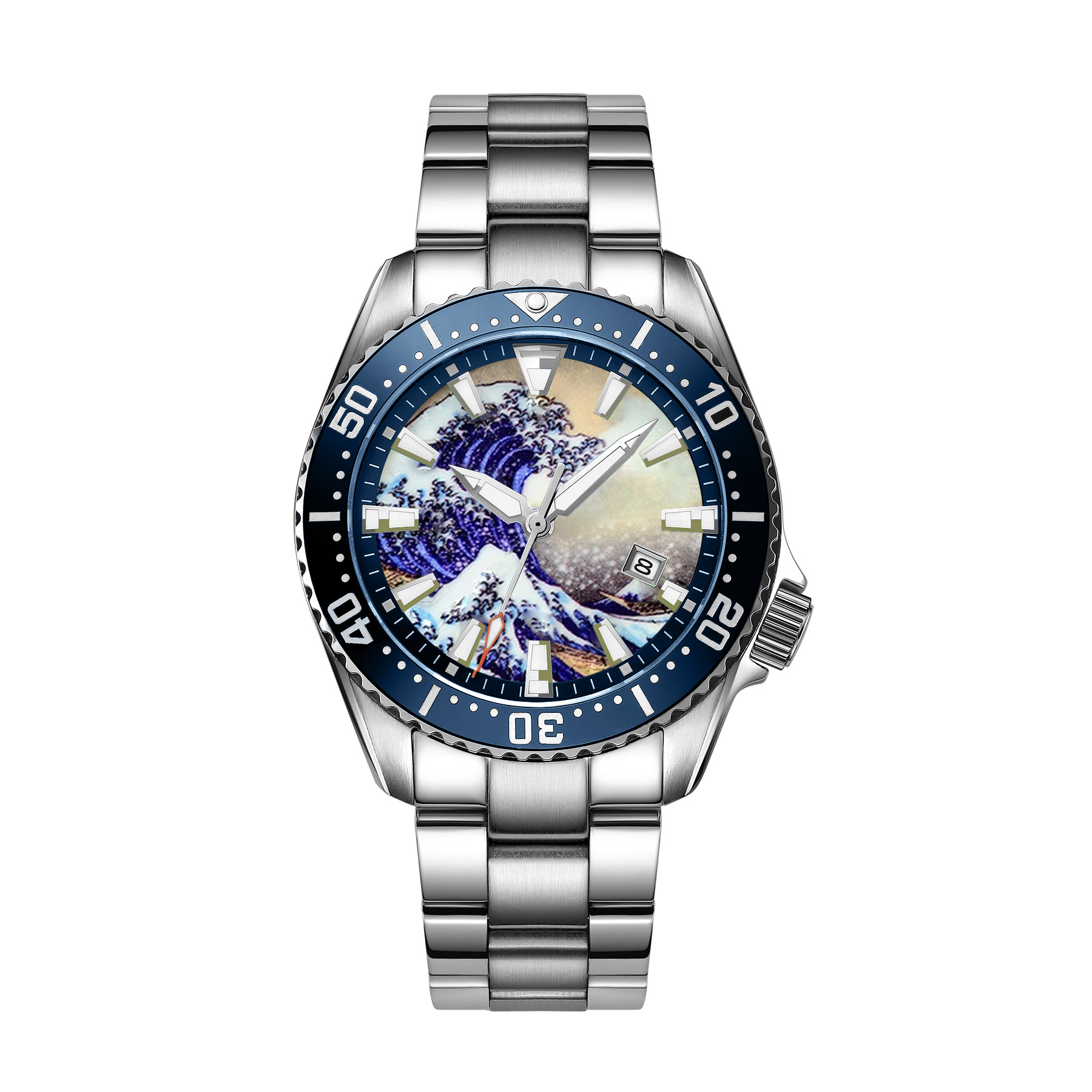 Luminous Great Wave Off Kanagawa Automatic Diver Watch with