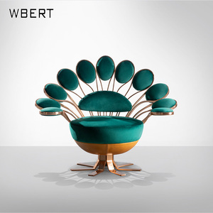WBERT Chaise de paon de luxe légère en forme de canapé simple Villa Hotel Lobby Mall Chaise en acier inoxydable - Product Image 1