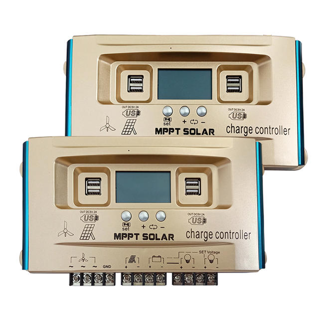 40A 60A 100A Wind Solar Hybrid Controller MPPT LCD Dual USB 12V 24V 36V 48V 60V Mppt Wind and Solar Hybrid Charge Controller