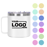 Logotipo personalizado 12oz 14oz 16oz 24oz Vaso de doble pared Tazas de viaje Taza aislada Taza de café para acampar de acero inoxidable con asa
