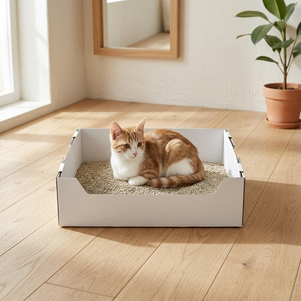 Custom Corrugated Disposable Foldable Portable Travel Temporary Cat Toilet Cat Litter Paper Box