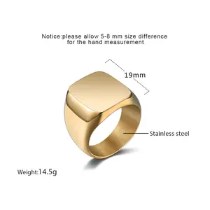 זהב מצופה נירוסטה חקוק מותאם אישית לוגו Mens טבעת פאנק טבעת ריק טבעת מותאם אישית