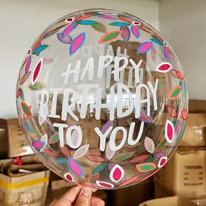 Nieuw Product Afdrukken Gelukkige Verjaardag Clear Ronde Ballonnen Helium Transparante Bobo Ballonnen