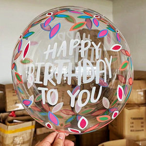 Nuevos Globos Bobo Transparentes Redondos de Helio para Cumpleaños, Graduación y Año Nuevo con Impresión 'Happy Birthday' - Product Image 1