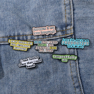 Spille in smalto in lega di zinco 6 pezzi personalizzate del produttore YINI-spille con citazione riconoscibile divertenti, vivaci accessori di tendenza impertinente - Product Image 5