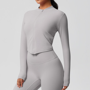 Chaqueta de invierno de secado rápido para correr Fitness, abrigo deportivo ajustado de manga larga con cremallera para gimnasio, de Fitness Top, chaqueta de Yoga para mujer - Product Image 6