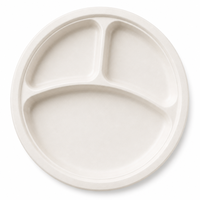 Assiette en bagasse écologique de 10 pouces à 3 compartiments pour la restauration