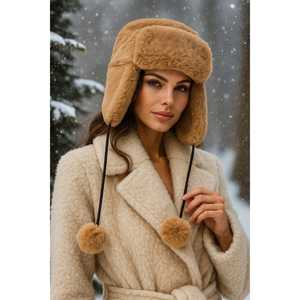 Gorro de Felpa Negro para Mujer con Pompón y Orejeras de Peluche, Accesorio para Parka 1103 - Product Image 6