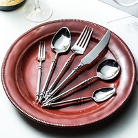 Ensemble de couverts 5 pièces de luxe en acier inoxydable 304 finition miroir, couteau, fourchette, cuillère, cuillère à café pour mariage