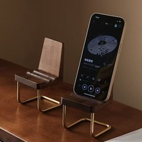 CJH Creative Cute Style Business Gift Desktop Ornament Solid Wood Brass Phone Stand Tablet Holder Small Stool Chair