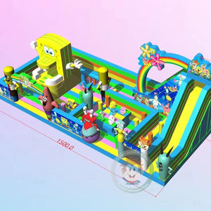 Spongebob Theme Big Bouncing Castle Park Kids Bounce House con tobogán Obstacle Course Playground - Product Image 1