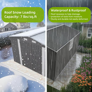 Сарай для хранения на открытом воздухе из оцинкованной стали 10x14 футов, 1 дверь, 2 окна, с защитой от грызунов, фундамент в комплекте, для задних дворов и садов - Product Image 5