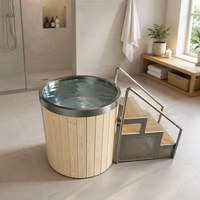 Baignoire de récupération par le froid en cèdre rouge unisexe, avec revêtement en acier inoxydable 304, 850x850x1000mm, vente en gros directe usine