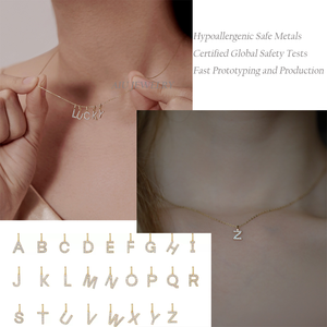 A-Z di alta qualità personalizzato strass piccole lettere Alphat zircone placcato oro placcato lettera di gioielli in argento ciondolo per collana donna - Product Image 2