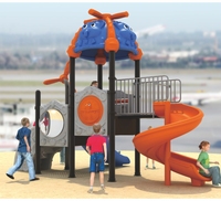 Équipement de terrain de jeu extérieur pour enfants sur le thème du château, avec toboggan, balançoire et tunnel en spirale, pour les parcs publics et communautaires