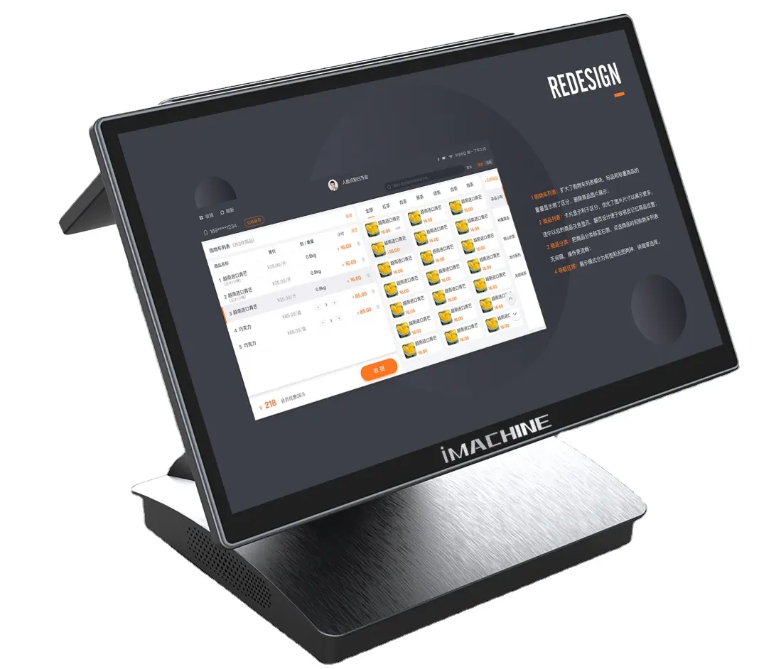 Touchscreen windows11 terminale Pos pieghevole desktop 15.6 ''registratore di cassa ristorante intelligente ordinazione con sistemi Pos WIFI NFC