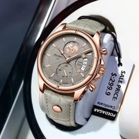 Jam Tangan Kulit Asli POEDAGAR 9898 Tiga Jarum Mode Pria dengan Jarum Bercahaya Tahan Guncangan dan Tanggal Otomatis