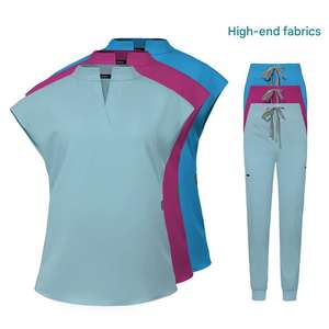 उच्च गुणवत्ता वाले पॉलिएस्टर नर्स ने यूनिसेक्स फैशन कॉलर डिजाइन स्ट्रेची टॉप पैंट सुई के लिए एंटी-झुर्रियों को सेट किया - Product Image 1