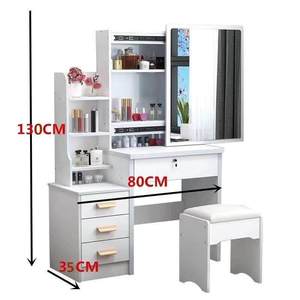 Tocador <span class=keywords><strong>de</strong></span> Esquina Nórdico Económico para Dormitorio <span class=keywords><strong>de</strong></span> Mujer, Mesa <span class=keywords><strong>de</strong></span> Maquillaje con 4 Cajones, Tocador Blanco Barato con Espejo y Luces - Product Image 5