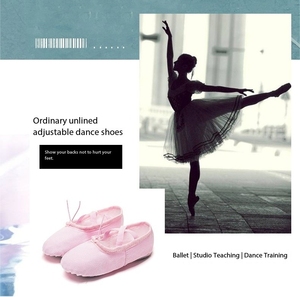 Màu hồng mềm vải múa ba lê Giày nhảy chia duy nhất nữ diễn viên <span class=keywords><strong>Ballet</strong></span> dép phẳng cho các trường học cho thực hành múa ba lê và hiệu suất - Product Image 4