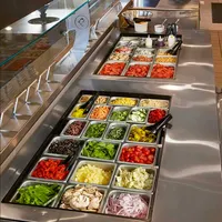 Mesa de salada aço inoxidável, equipamento de refrigeração