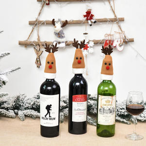 Cubierta de botella de vino de Navidad Decoración Imprimir Patrón Cubierta Set Decoración navideña moderna - Product Image 2