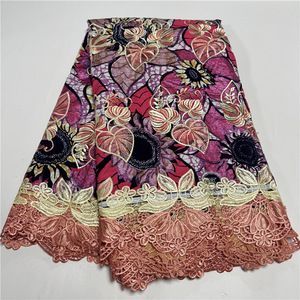 Gold Sand Grand Super African Wax Prints Tela 6 Yardas Cordón de guipur bordado de lujo de alta calidad - Product Image 5