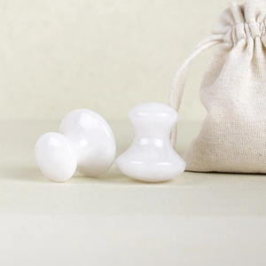 Outil de Massage <span class=keywords><strong>Guasha</strong></span> Champignon en Pierre de Jade Naturelle Populaire, Cristal de Jade Blanc, Soin du Visage en Pierre Précieuse Gua Sha Champignon - Product Image 2