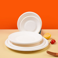 Assiettes Rondes Biodégradables en Bagasse pour Restaurant, Entièrement Compostables, avec Compartiments et Accessoires pour la Restauration