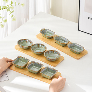 Ensemble de plats à assaisonnement de style japonais créatif, compatibles micro-ondes, petits plats ronds en céramique pour la sauce soja, le <span class=keywords><strong>vinaigre</strong></span> et les collations à usage domestique - Product Image 4