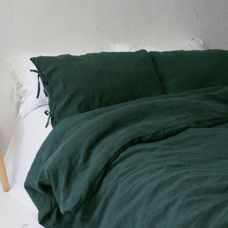 100% Linen Reversible Floral Bed Skirt Bedding Quilt Duvet Cover Set