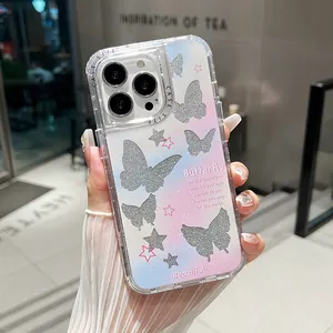 Casing tahan guncangan 3 in 1 bunga mewah seluler terbaru tren 2024 untuk Samsung S24 S24 Plus S24 Ultra