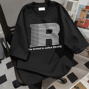 T-shirt Estiva Oversize in Cotone 100% con Stampa Essenziale, Vestibilità Ampia e Semplice, per Uomo e Donna - Product Image 6