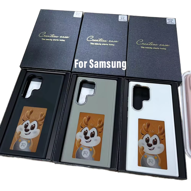 NFC Smart E-Ink Screen for Samsung S24 Ultra LED Display Cover with DIY TPU+PC Mobile Phone Case Cell Phone Protector