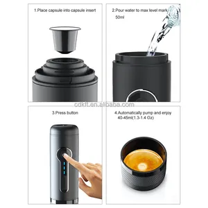 Máquina de café completamente automática, máquina de café expreso portátil, cafetera italiana, máquina de café de 12V para cápsulas